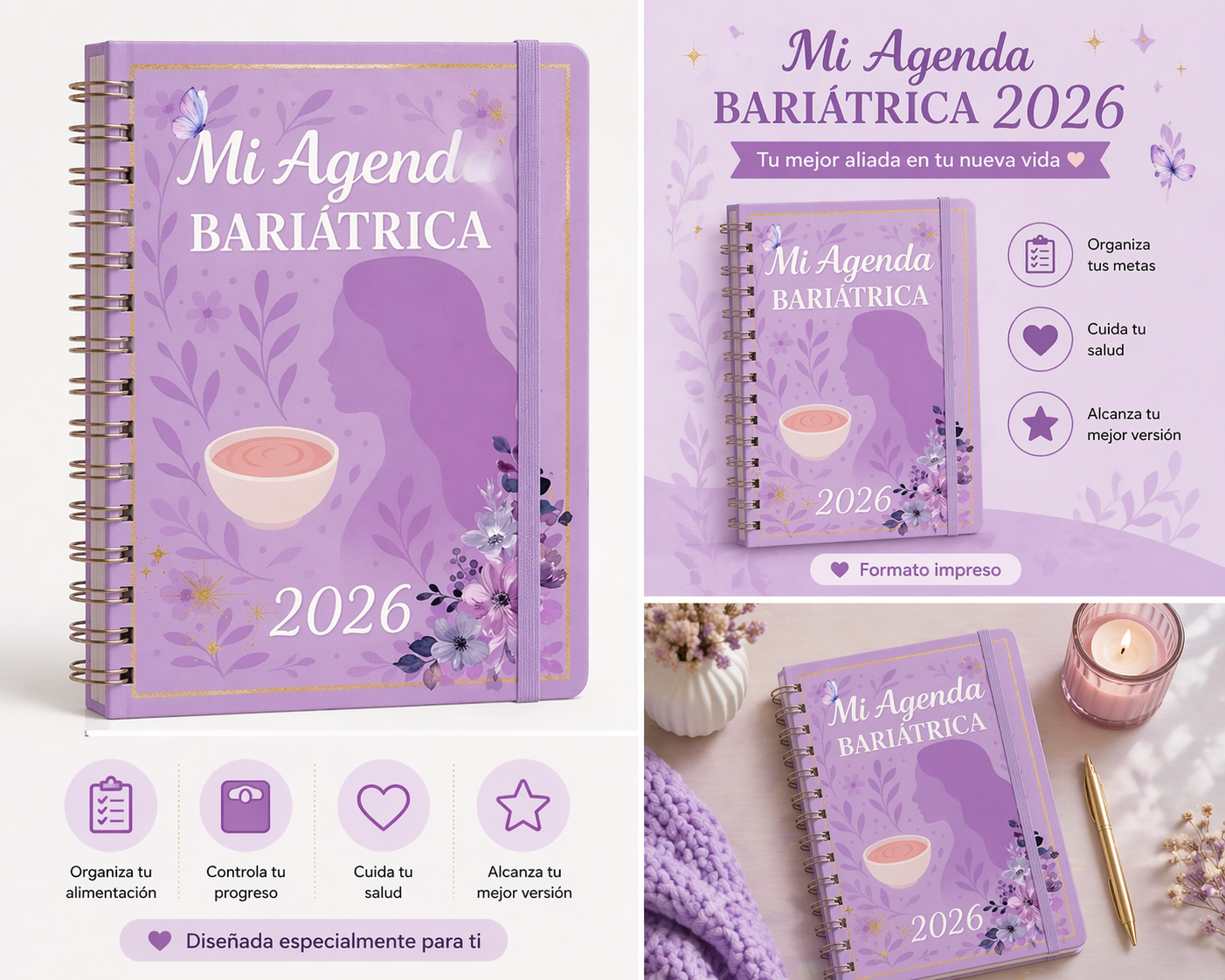 Agenda Bariátrica 2026 - Modelo Lila