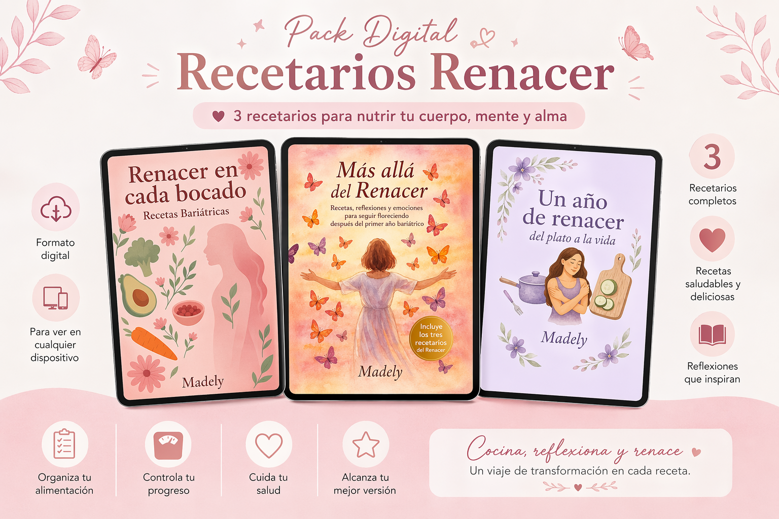 Pack Digital recetarios renacer - 3 libros bariatricos