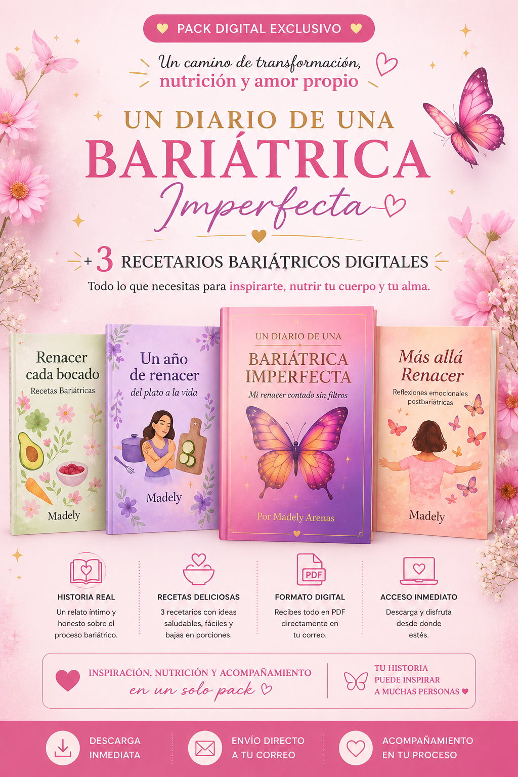 Diario de una bariátrica imperfecta + pack 3 recetarios bariatricos (formato digital)